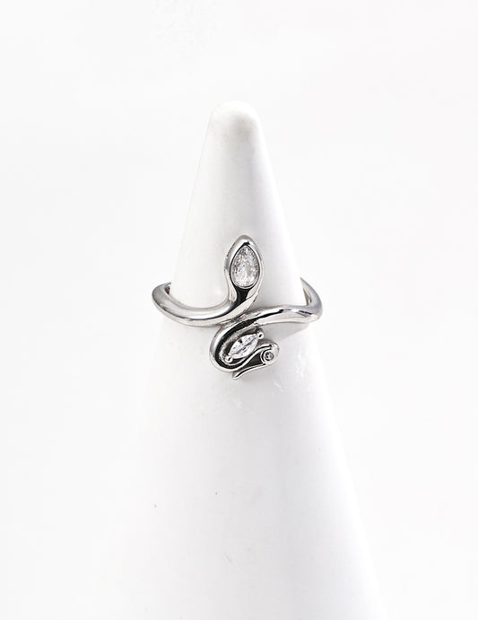Silver 925 Zirconia Design Ring Vintage Gold J0311