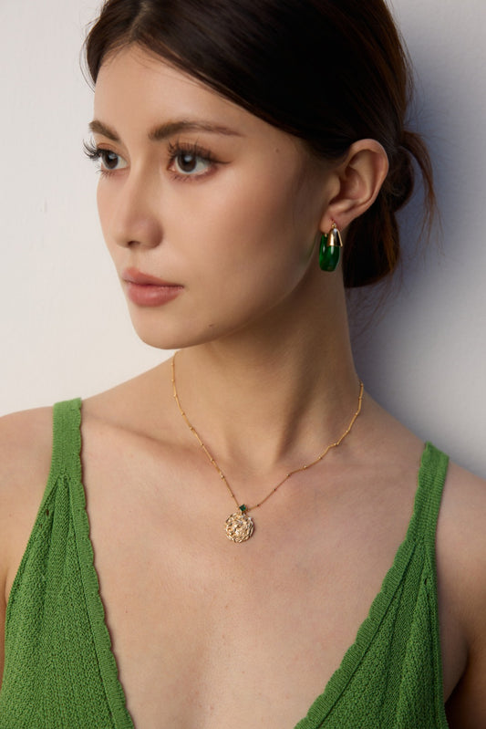 S925 Silver Amber-Style Earrings, Natural, Simple, Gold-Plated