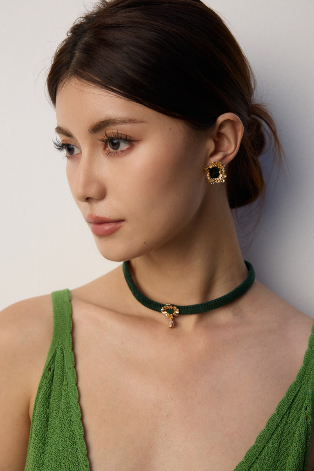 S925 ブラック エナメル加工 シンプルピアス ゴールド