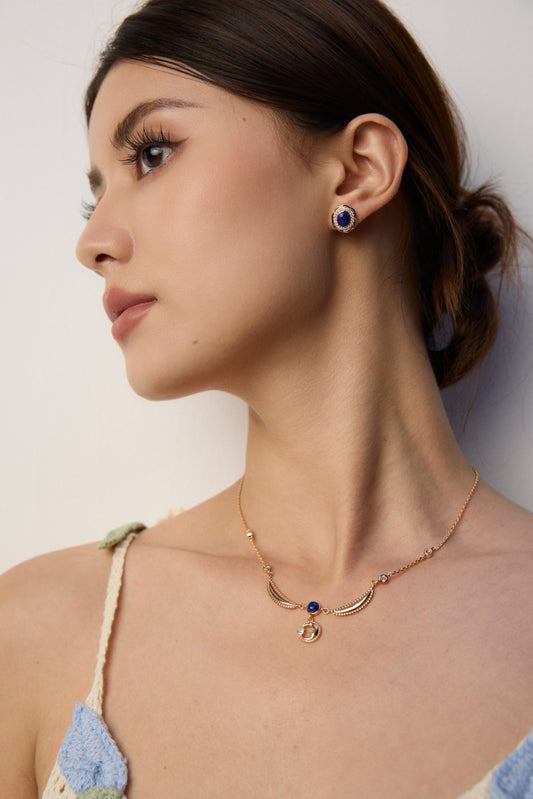 S925 Lapis Lazuli Zirconia Vintage-style Earrings