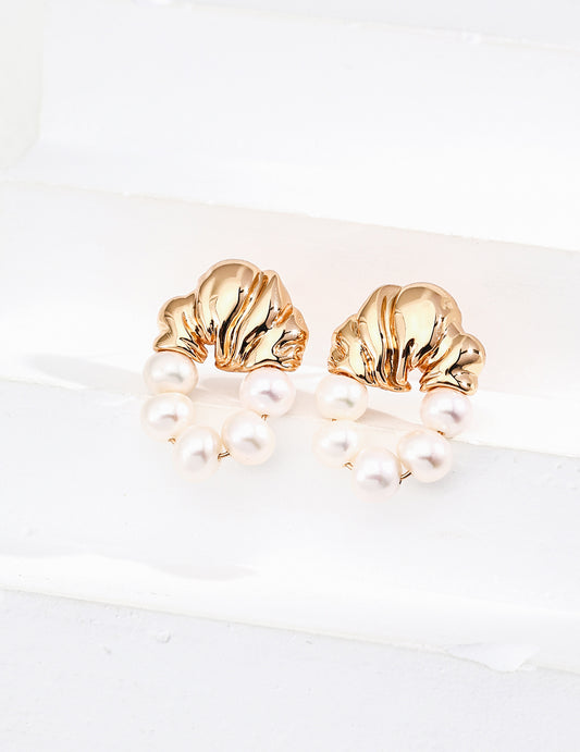 S925 Silver Freshwater Pearl Earrings, Antique Style, Elegant