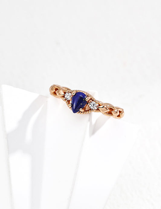 Silver 925 Zirconia x Lapis Lazuli Classical Ring