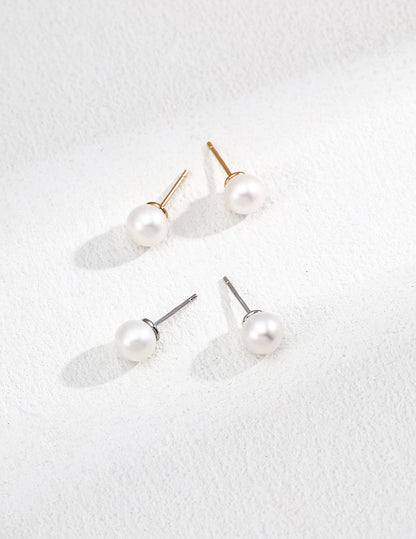 10mm 大粒淡水パール 上品 ラウンドピアス 全2色