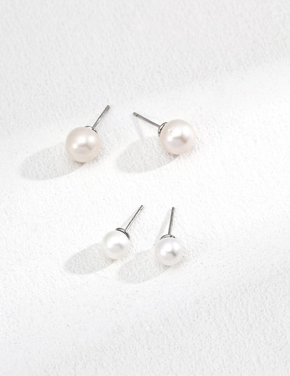 10mm 大粒淡水パール 上品 ラウンドピアス 全2色