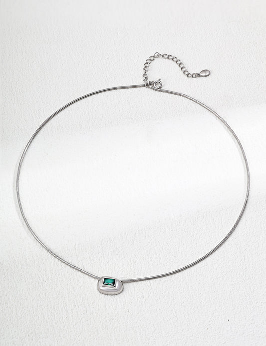 Sterling Silver 925 Zirconia Simple Elegant Necklace