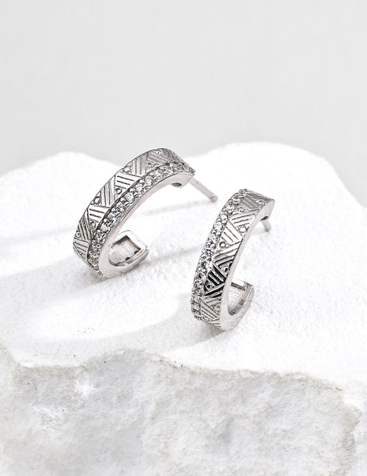 Silver 925 Zirconia Vintage-style Elegant Earrings
