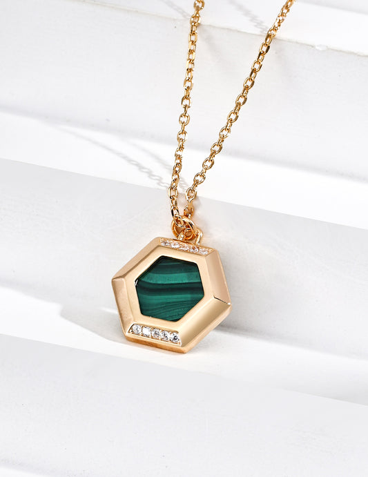 S925 Vintage Malachite Zirconia Pendant