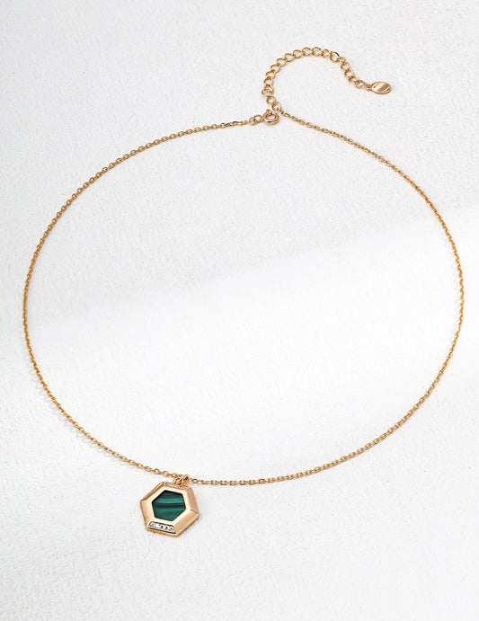 S925 Vintage Malachite Zirconia Pendant