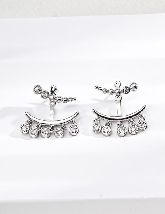 Sterling Silver 925 Zirconia Vintage-Style Design Earrings
