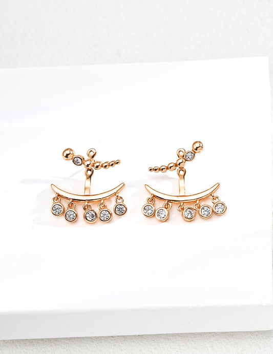 Sterling Silver 925 Zirconia Vintage-Style Design Earrings