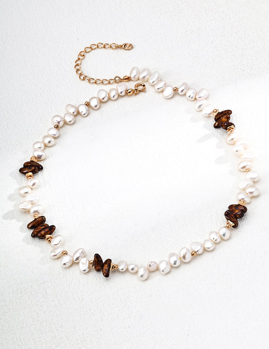 S925 Freshwater Pearl x Czech Glass Vintage-Style Necklace