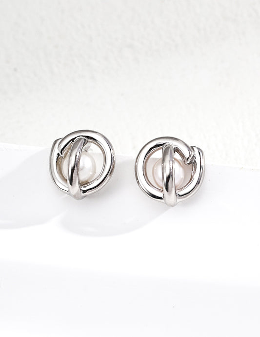 S925 Freshwater Pearl Simple Stud Earrings for Daily Wear, 2 Colors