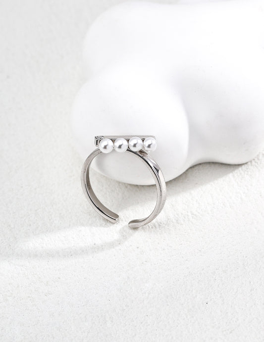 S925 Pearl-like Shell Pearl Simple Ring Elegant
