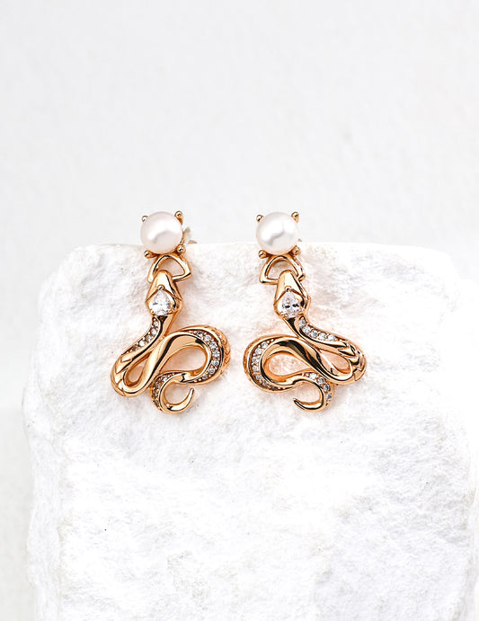 S925 Vintage Style Freshwater Pearl and Cubic Zirconia Design Earrings