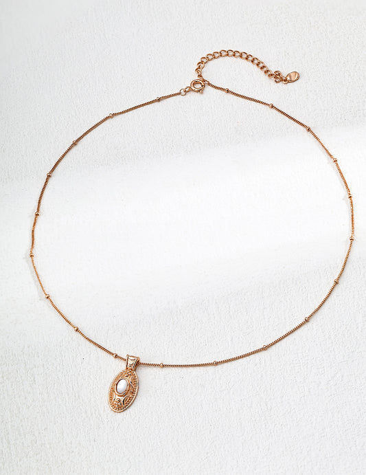 S925 Mother of Pearl Design Pendant Gold Necklace