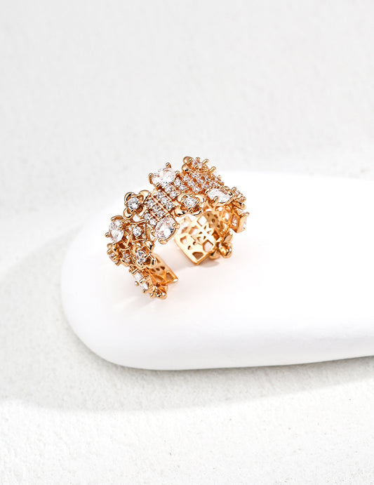 S925 Zirconia Ring Vintage Gold/Silver