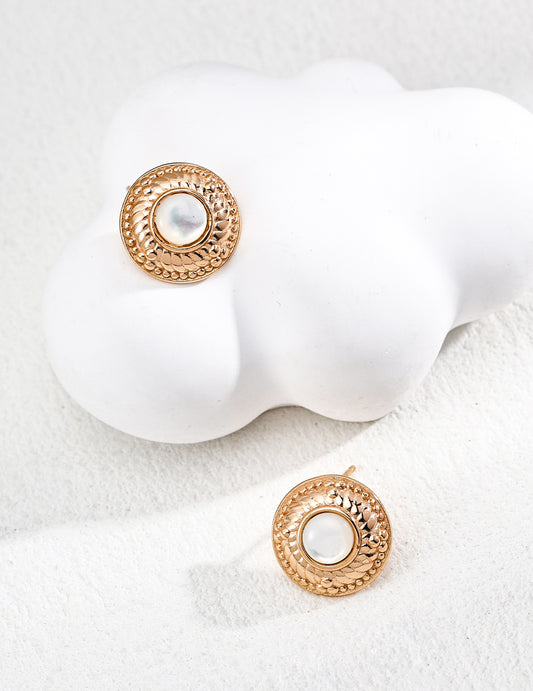 S925 Mother of Pearl Classical Vintage Earrings