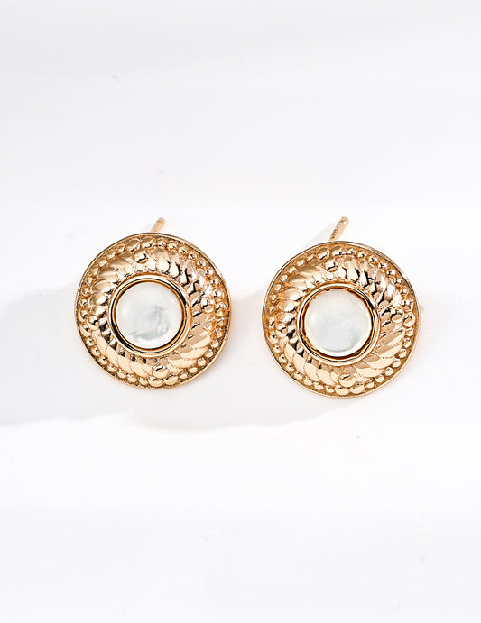 S925 Mother of Pearl Classical Vintage Earrings