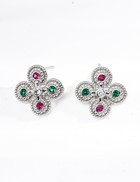 S925 Silver Byzantine Vintage Zirconia Earrings