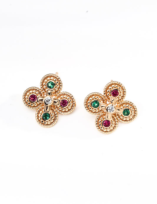S925 Silver Byzantine Vintage Zirconia Earrings