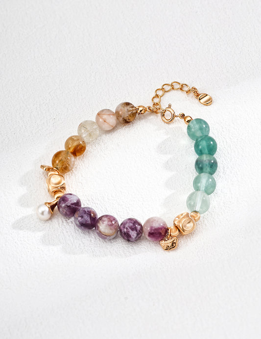 S925 Freshwater Pearl x Natural Stone Multi-color Elegant Bracelet