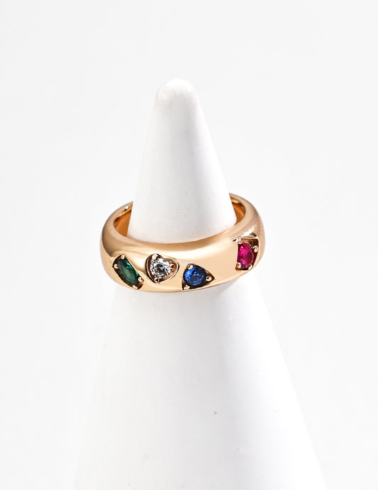 S925 Silver Colorful Zirconia Vintage Ring