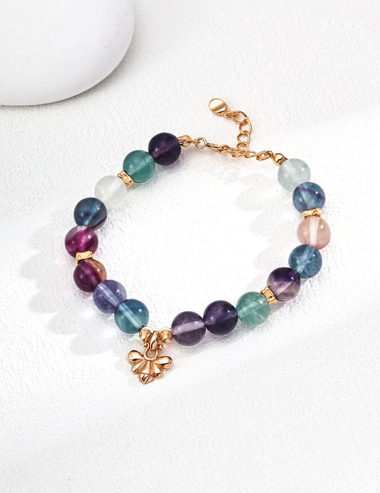S925 Multi-Color Natural Fluorite Fashion Bracelet
