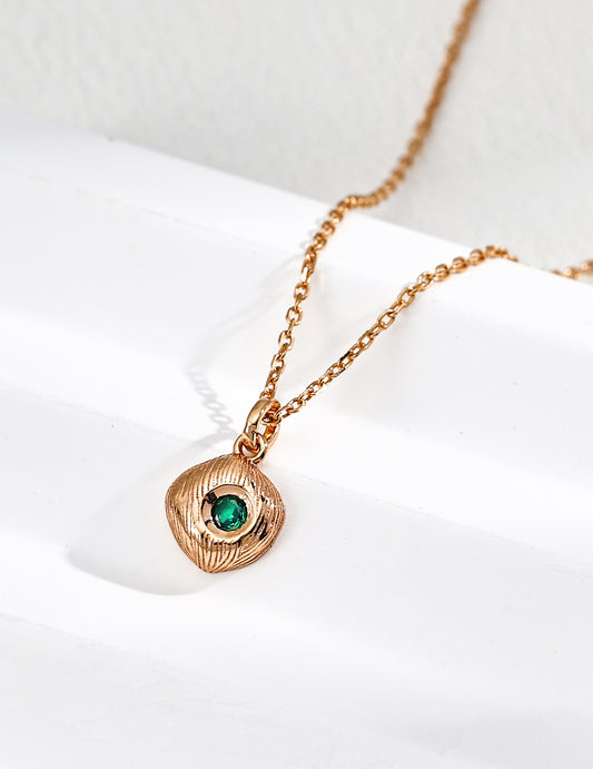 S925 Silver Vintage Matte Green Zirconia Necklace
