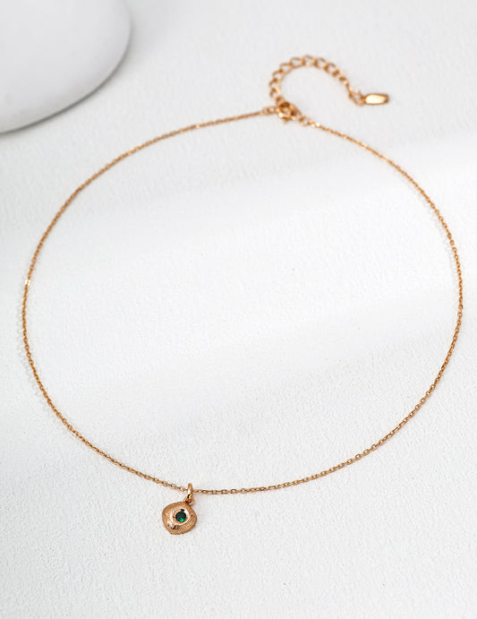 S925 Silver Vintage Matte Green Zirconia Necklace