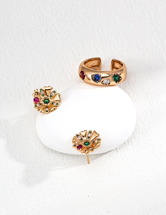 S925 Silver Vintage Zirconia Earrings
