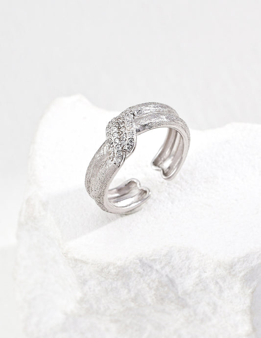 S925 Silver Vintage Matte Zirconia Ring