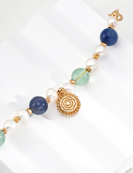 S925 Vintage Style Natural Freshwater Pearl Bracelet, Colors of the Four Seasons