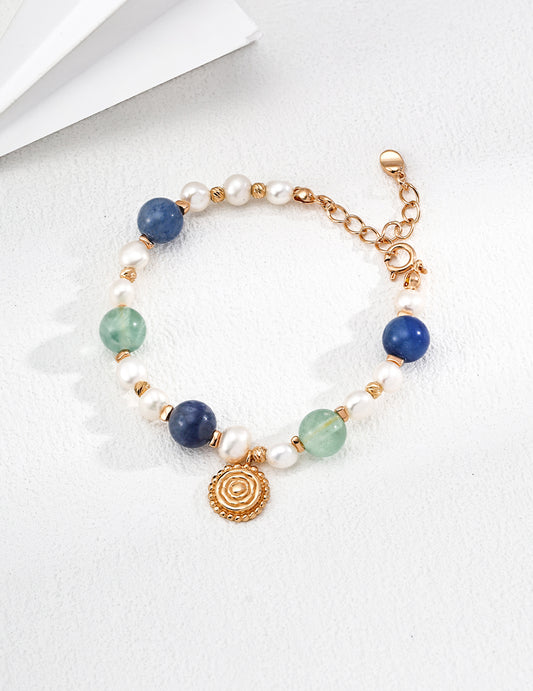 S925 Vintage Style Natural Freshwater Pearl Bracelet, Colors of the Four Seasons