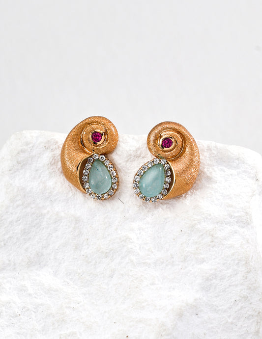 S925 Zirconia Vintage-Style Earrings with a Mysterious Nautilus Motif