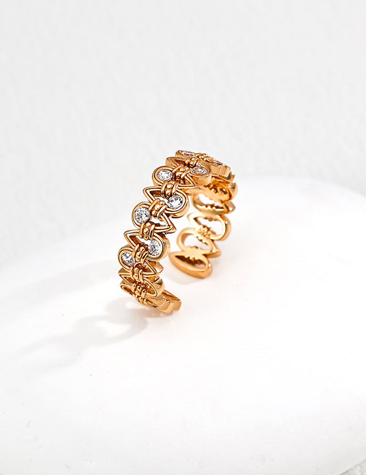 S925 Zirconia Layered Teardrop Wreath Design Ring