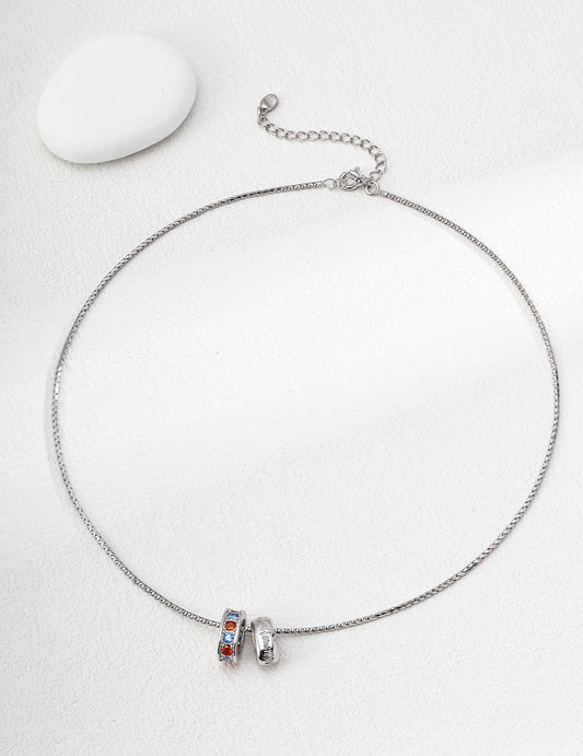 S925 Secret Garden Necklace Adorned with Multicolored Zirconia