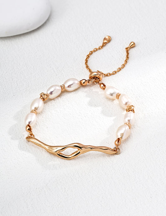 S925 Freshwater Pearl Lava Fluid Bracelet Modern Nuance