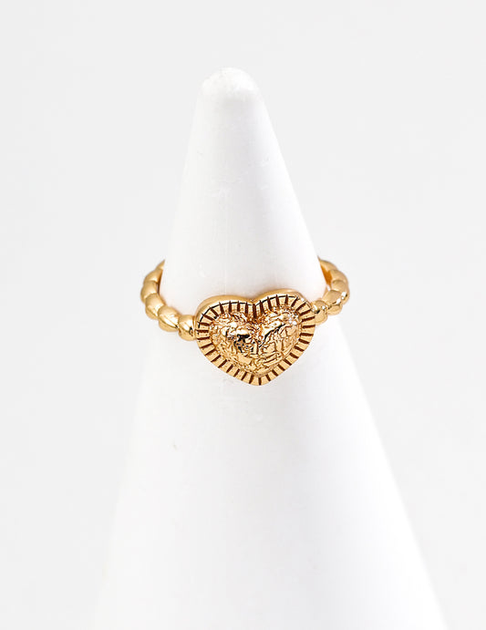 Silver 925 Heart Ring Vintage Texture Retro
