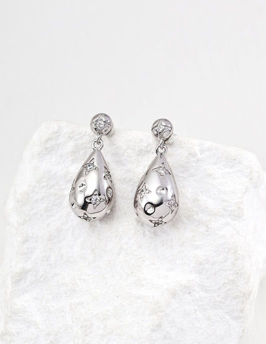 S925 Zirconia Teardrop Earrings: Sparkling Stars and Timeless Beauty