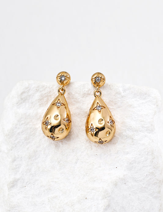 S925 Zirconia Teardrop Earrings: Sparkling Stars and Timeless Beauty