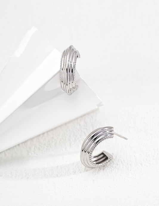 Silver 925 Minimalist Line Earrings Simple Modern Design