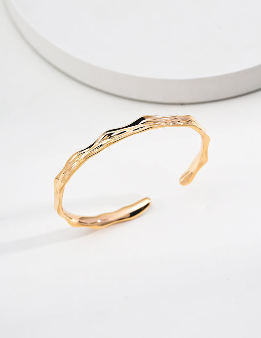 925 Sterling Silver Minimalist Wave Line Nuance Bangle