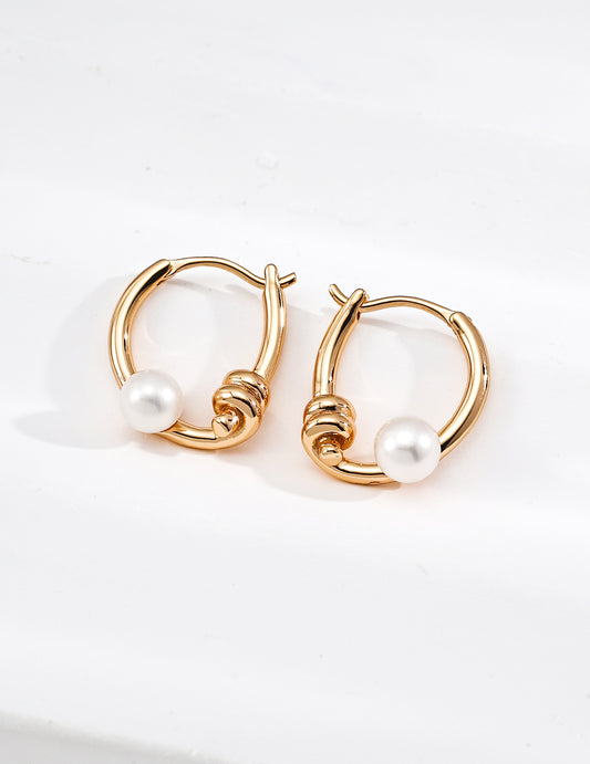 925 Sterling Silver Freshwater Pearl Modern Line Nuance Earrings
