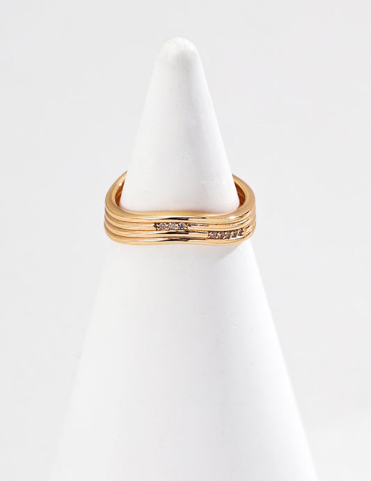Sterling Silver 925 Zirconia Wave Line Minimalist Ring