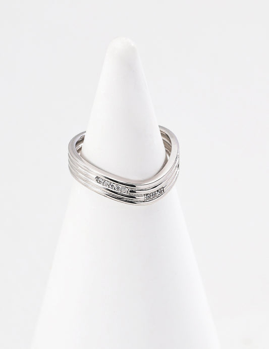 Sterling Silver 925 Zirconia Wave Line Minimalist Ring