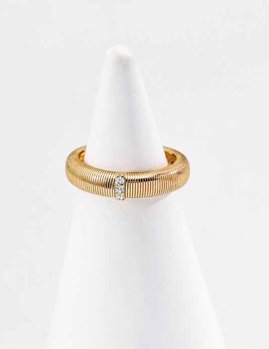 Zirconia Minimalist Stripe Elegant Ring