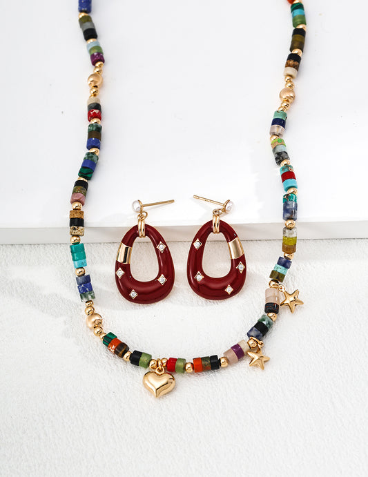 シルバー925 レッドエナメル＆淡水パール ジルコニア ピアス