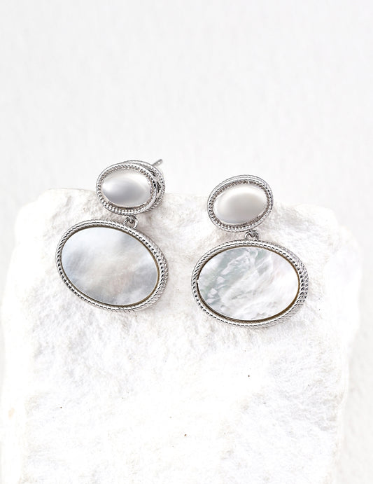S925 Mother of Pearl Earrings Classical Designer