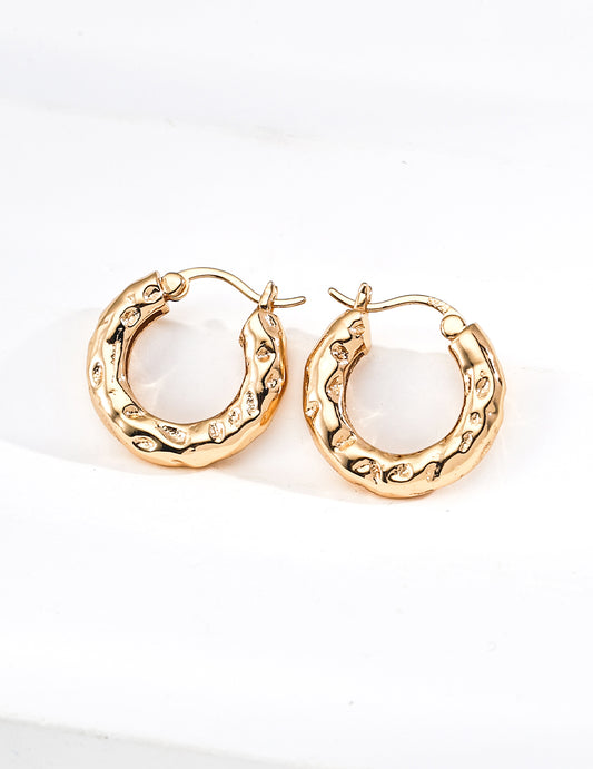 S925 Nuance Texture Earrings: Simple and refined silver texture