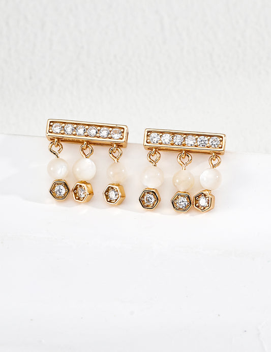 Mother of Pearl x Zirconia: Urban, Gentle, Minimalist Earrings